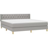 vidaXL Boxspringbett mit Matratze Hellgrau 160x200 cm Stoff