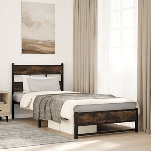 vidaXL Metallbett ohne Matratze Räuchereiche 75x190 cm