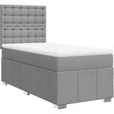 vidaXL Boxspringbett mit Matratze Hellgrau 80x200 cm Stoff