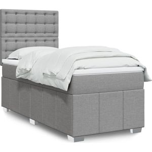 vidaXL Boxspringbett mit Matratze Hellgrau 80x200 cm Stoff