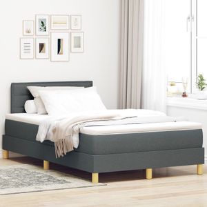 vidaXL Boxspringbett mit Matratze Dunkelgrau 120x200 cm Stoff