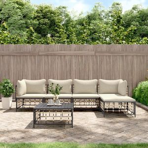 vidaXL 6-tlg. Garten-Lounge-Set mit Kissen Anthrazit Poly Rattan