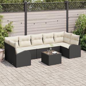 vidaXL 8-teiliges Garten Sofa Set mit Kissen Schwarz Poly Rattan