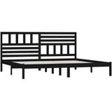 vidaXL Massivholzbett Schwarz Kiefer 200x200 cm
