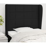 vidaXL Kopfteil mit Ohren Schwarz 83x23x118/128 cm Stoff