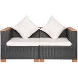 vidaXL Gartensofa Poly Rattan Schwarz