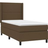 vidaXL Boxspringbett mit Matratze Dunkelbraun 90x190 cm Stoff