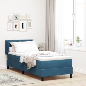 vidaXL Boxspringbett mit Matratze Dunkelblau 80x200 cm Samt