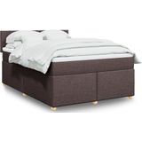 vidaXL Boxspringbett mit Matratze Dunkelbraun 140x200 cm Stoff