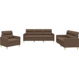 vidaXL 3-tlg. Sofagarnitur mit Kissen Braun Stoff