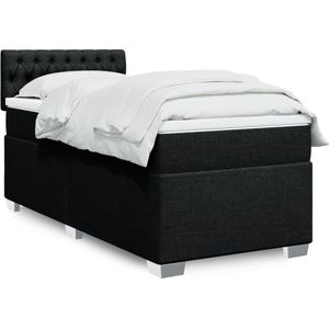 vidaXL Boxspringbett mit Matratze Schwarz 90x190 cm Stoff