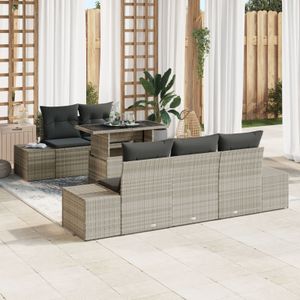 vidaXL Garten Sofaset 6-teilig Beige Rattan und Polyester Garten Sofaset