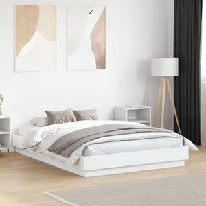 vidaXL Bettgestell mit LED Weiß 120x190 cm