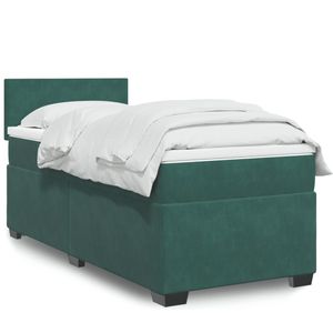 vidaXL Boxspringbett mit Matratze Dunkelgrün 80x200 cm Samt