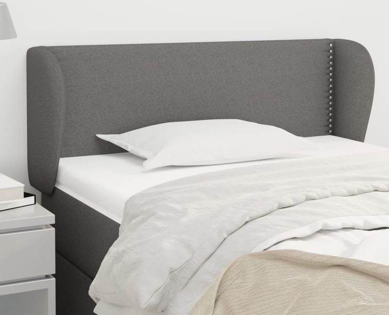 vidaXL Kopfteil mit Ohren Dunkelgrau 93x23x78/88 cm Stoff