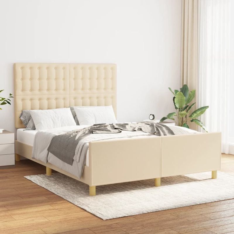 vidaXL Bettgestell ohne Matratze Creme 140x200 cm Stoff