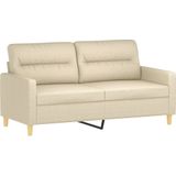 vidaXL 2-tlg. Sofagarnitur mit Kissen Creme Stoff