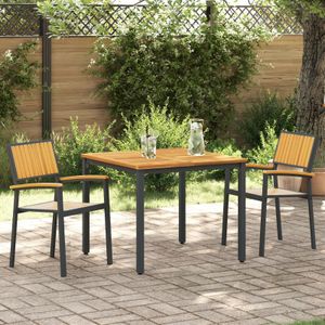 vidaXL Gartenstühle 2 Stk. Stapelbar Schwarz Massivholz Akazie Metall
