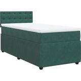 vidaXL Boxspringbett mit Matratze Dunkelgrün 90x200 cm Samt