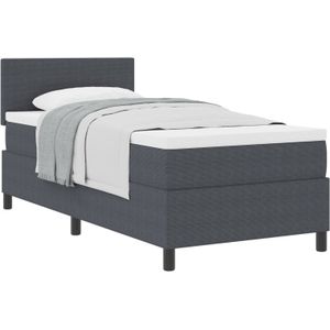 vidaXL Boxspringbett mit Matratze Dunkelgrau 100x200 cm Cordstoff