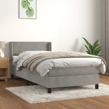 vidaXL Boxspringbett mit Matratze Hellgrau 100x200 cm Samt