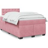 vidaXL Boxspringbett mit Matratze Rosa 120x200 cm Samt