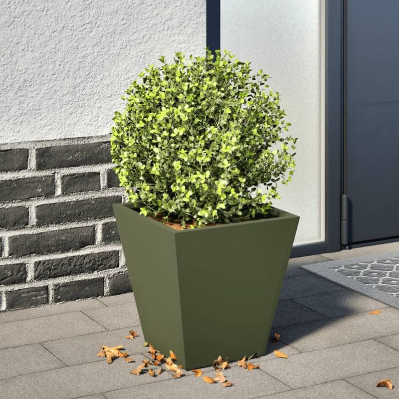 vidaXL Pflanzkübel Olivgrün 30x30x30 Stahl
