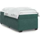 vidaXL Boxspringbett mit Matratze Dunkelgrün 90x190 cm Samt