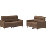 vidaXL 2-tlg. Sofagarnitur mit Kissen Braun Stoff