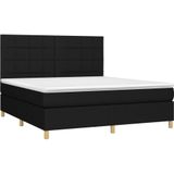 vidaXL Boxspringbett mit Matratze & LED Schwarz 160x200 cm Stoff