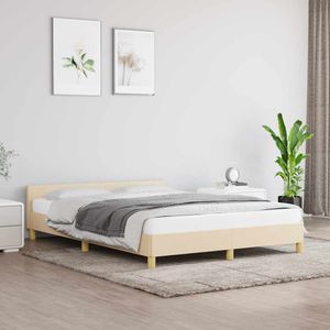 vidaXL Bettgestell ohne Matratze Creme 140x190 cm Stoff