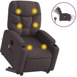 vidaXL Elektrischer Massagesessel mit Aufstehhilfe Dunkelbraun Stoff