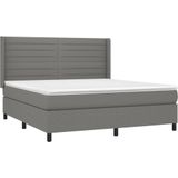 vidaXL Boxspringbett mit Matratze & LED Dunkelgrau 180x200 cm Stoff