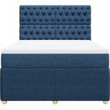 vidaXL Boxspringbett mit Matratze Blau 140x190 cm Stoff
