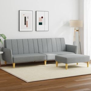 vidaXL Schlafsofa 2-Sitzer mit Fußhocker Hellgrau Stoff