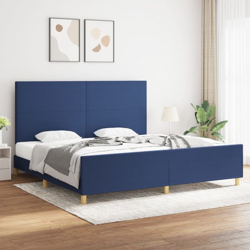 vidaXL Bettgestell ohne Matratze Blau 200x200 cm Stoff