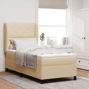 vidaXL Boxspringbett mit Matratze Creme 90x200 cm Stoff