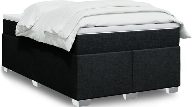 vidaXL Boxspringbett mit Matratze Schwarz 120x200 cm Stoff