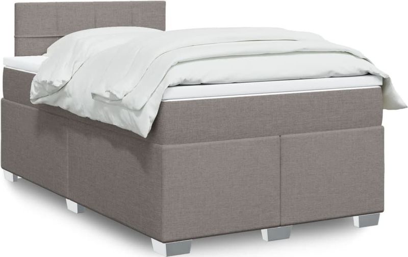 vidaXL Boxspringbett mit Matratze Taupe 120x200 cm Stoff