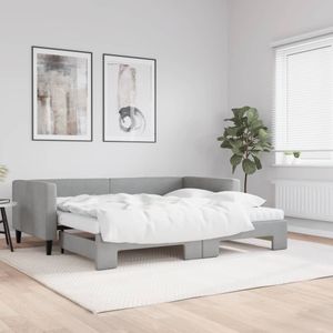 vidaXL Tagesbett Ausziehbar mit Matratze Hellgrau 90x190 cm Stoff