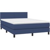 vidaXL Boxspringbett mit Matratze Blau 140x190 cm Stoff