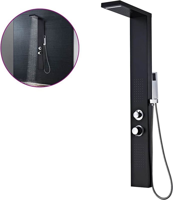 vidaXL Duschpaneel-System Aluminium Mattschwarz