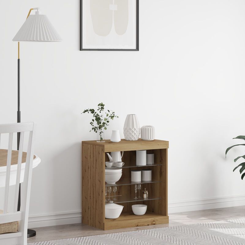vidaXL Sideboard mit LED-Lichtern Artisan Eiche 60,5x37x67 cm