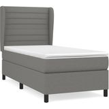 vidaXL Boxspringbett mit Matratze Dunkelgrau 90x200 cm Stoff
