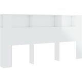 vidaXL Kopfteil mit Ablagen Hochglanz-Weiß 200x18,5x104,5 cm