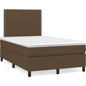 vidaXL Boxspringbett mit Matratze Dunkelbraun 120x190 cm Stoff
