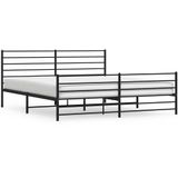 vidaXL Bettgestell mit Kopf- und Fußteil Metall Schwarz 193x203 cm