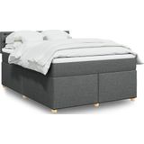 vidaXL Boxspringbett mit Matratze Dunkelgrau 140x190 cm Stoff