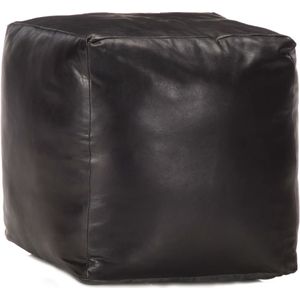 vidaXL Pouf Schwarz 40 x 40 x 40 cm Echtes Ziegenleder