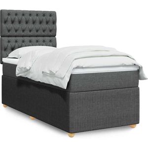 vidaXL Boxspringbett mit Matratze Dunkelgrau 90x200 cm Stoff